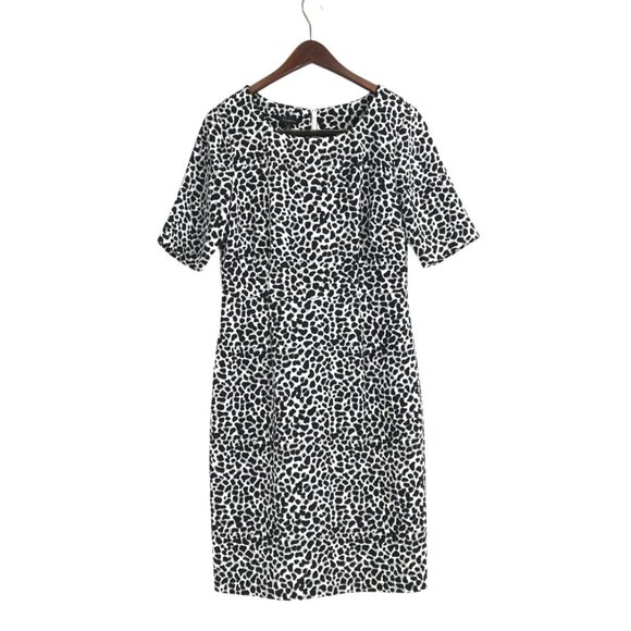Talbots Dresses & Skirts - Talbots Womens 8 Animal Print Sheath Dress Black White Short Sleeves Classic